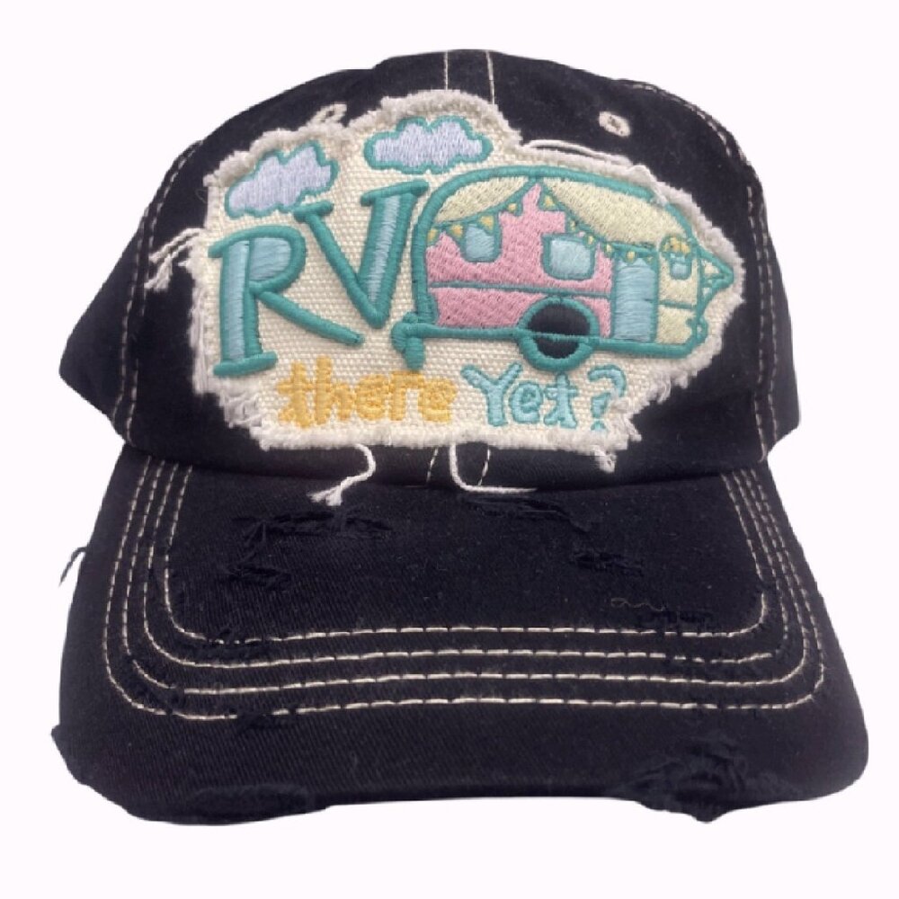 RV Camper There Yet? Embroidered Distressed Style Cap Hat NEW Fast Ship